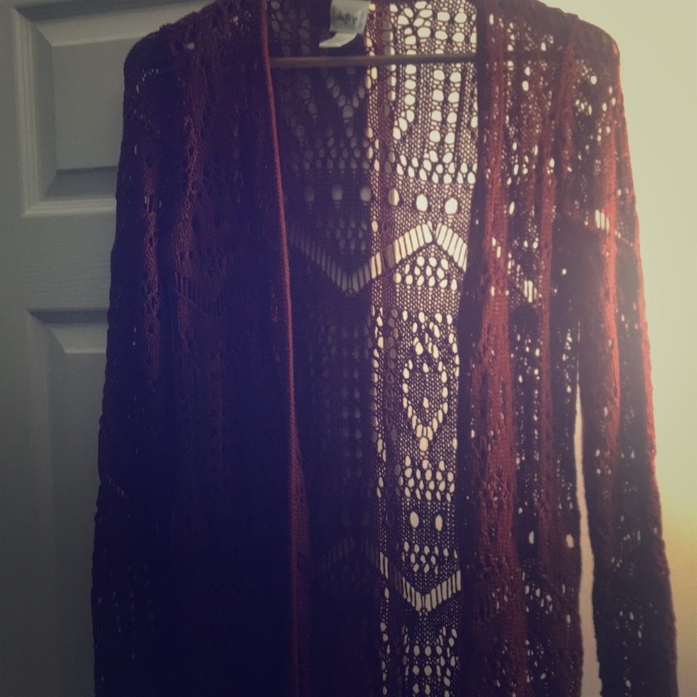Brand new!- Long, red, beautiful knit sweater!